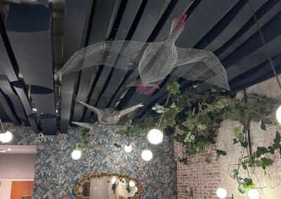 Decoración del techo de la Sala Ulmus Procera. Restaurante Olmo, Madrid.